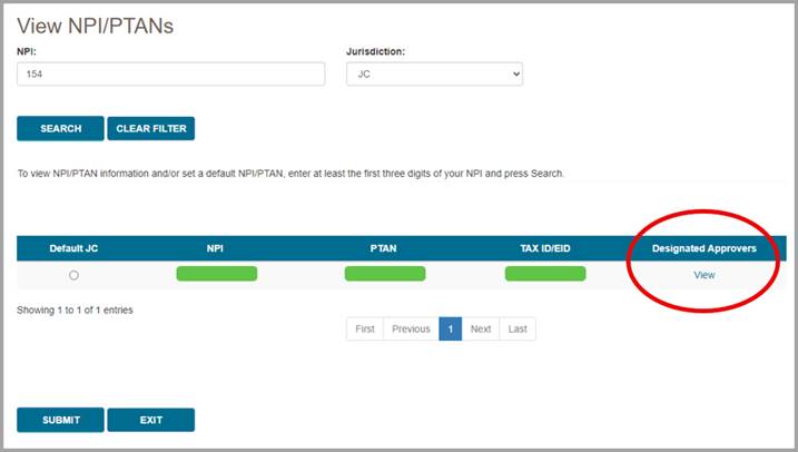 The View NPI/PTAN screen now allows DAs and End Users to see a list of all the DAs found under their Tax ID.