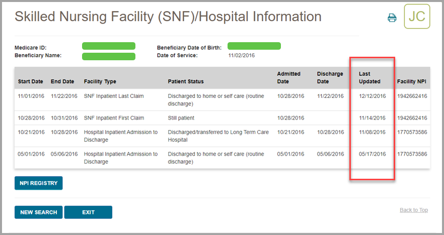 SNF/Hospital Info