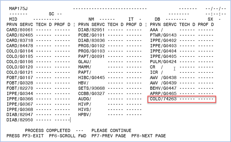 MAP175J with COLO/74263 highlighted