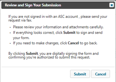 If you don't have access to an ASC account, you will receive the message below