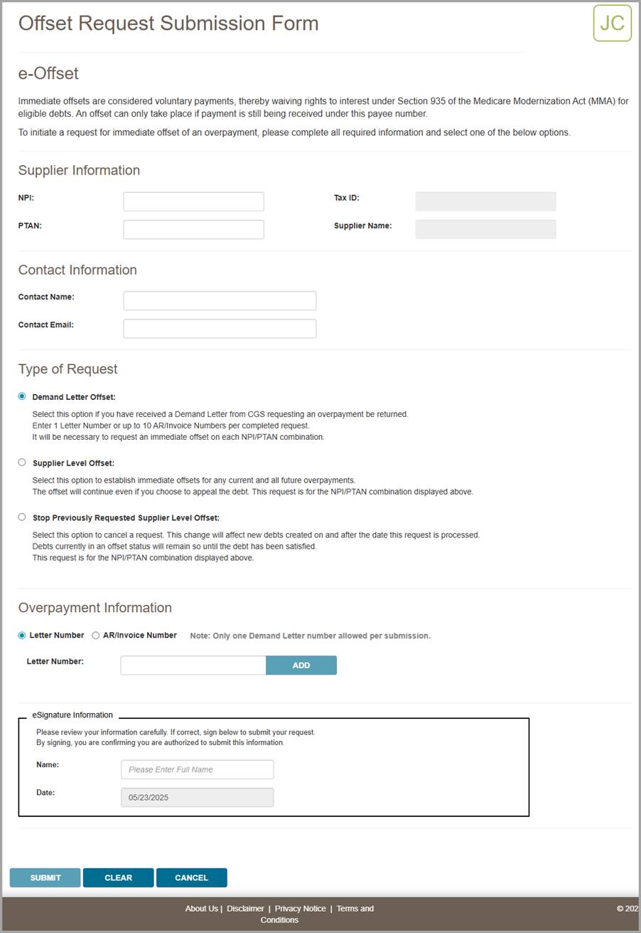 Complete all sections of the form