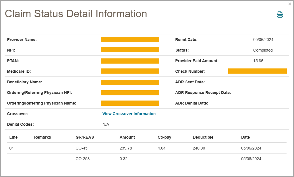 Claim Status Detail Info