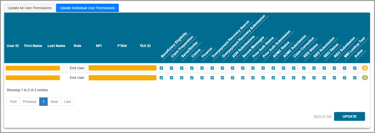 Update Individual Permissions